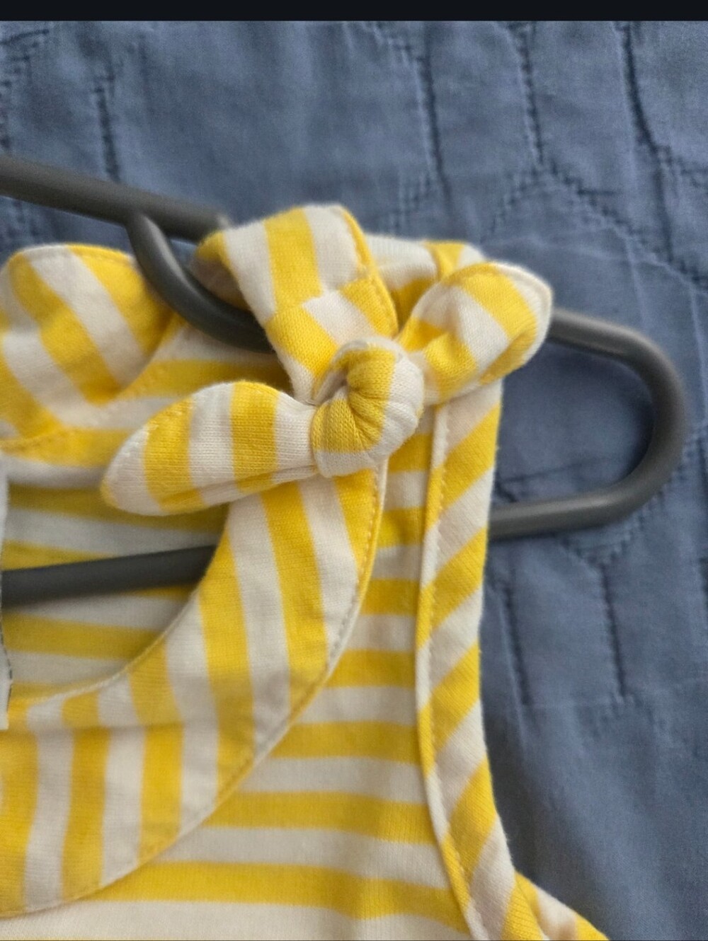 Yellow and White Striped Knot-Shoulder Tank